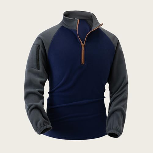 Men's Tactical Pullover Sweatshirts Stand Collar Half Zipper Long Sleeve Arm Zipper Coat with Pocket2