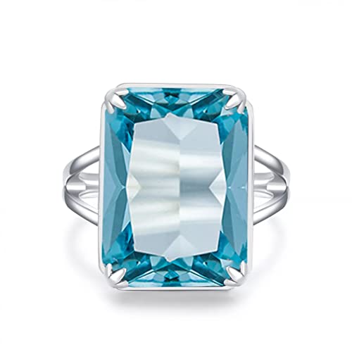Bague femme aigue-marine argent 925 bijoux banquet anniversaire