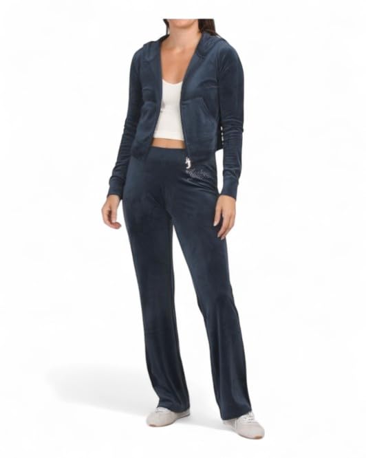 Juicy Couture Women's Hallow Bling Velour Track Pants4