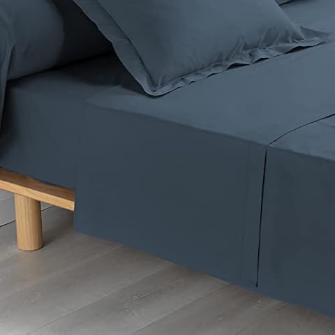 Drap Plat Percaline Bleu - Douceur d'Intérieur Cover