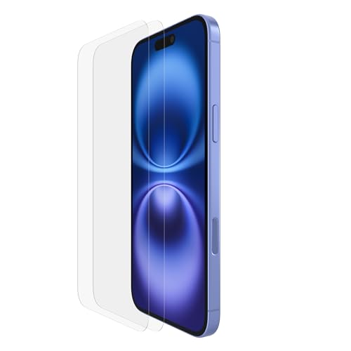 Belkin ScreenForce TemperedGlass Verre Trempé pour iPhone 16 Plus, fine, transparente, support Easy Align pour pose sans bulle d'air, protection d'écran pour...