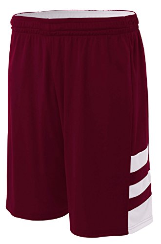 A4 Mens Reversible Speedway Short, Large, Maroon White #TOP20