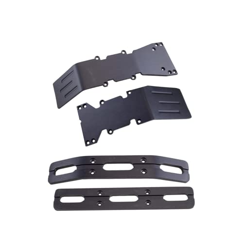 RC Raven RC Car Skid Plate for T-Maxx and E-maxx Black Anodized Aluminum Skid Plate Front and Rear with a Set of Black Anodized Bumper Set- RC Car Upgrade Parts