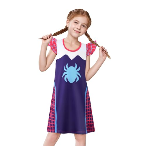 Kids Girls Casual Dresses Fantasty Dress Ruffle Sleeve Playwear 3-8Years2