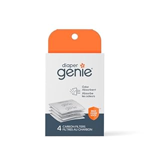 Diaper Genie Playtex Recambio de filtro de carbono Bandeja para pañal Cubos, 4 filtros de carbono