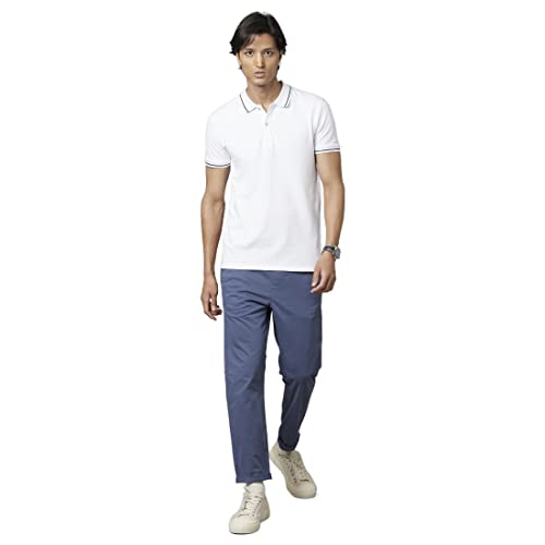 Image of Celio Solid Blue Cotton Chinos