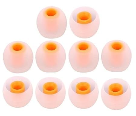 Replacement Earphone & Handfree Silicone Rubber Medium Size 5 Pair Caps for Realme Boat Oppo Vivo Samsung One Plus Airpods, Earbuds, Bluetooth Neackband(10p Ear Pads) (Orange White 10 Pcs)-image-47