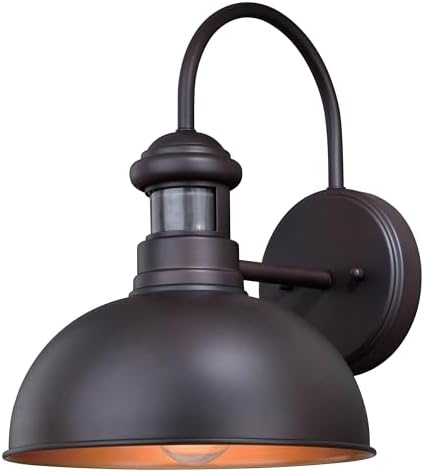 VAXCEL Franklin Bronze Motion Sensor Dusk to Dawn Farmhouse Barn Dark Sky Outdoor Wall Light