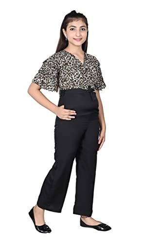 Image of Girls Flared Sleeves Printed Jumpsuit-66