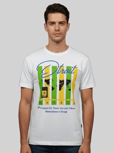 Image of Dollar Club Men's Cotton Round Neck Printed T-Shirt White