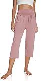UEU Women's Plus Size High Waist Capri Casual Summer Loose Fit Wide Leg Yoga Pants Comfy Maternity L