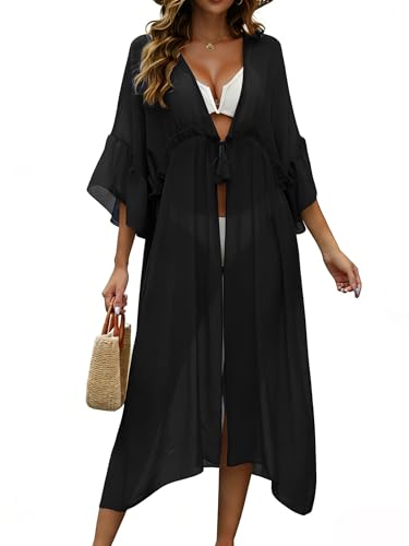Koerye Robe de Plage Femme Été Kimono Plage Cardigan Plage
