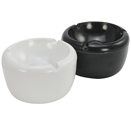 com-four® 2X Sturmaschenbecher, cenicero de Viento de plástico en Blanco y Negro, Ø 10 cm