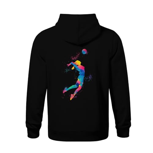 Kids Tie Dye Vintage Silhouette Splash Art Of Volleyball Player Boys Girls Lightweight Kangaroo Pocket Fleece Hoodies3