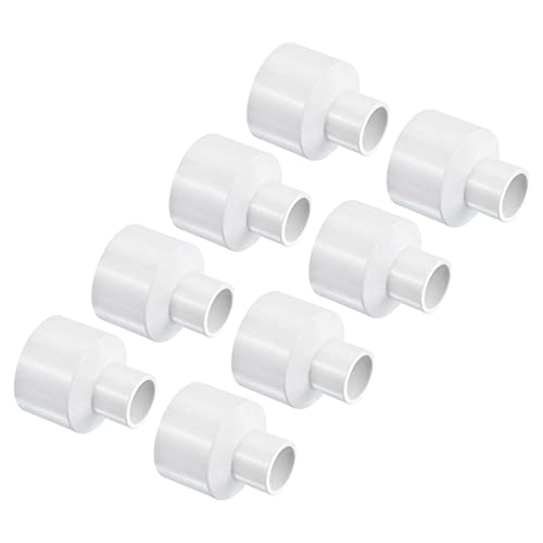 PATIKIL PVC Reducer Pipe Fitting 40mm to 20mm ID, 5 Pack Straight Coupling Adapter Connector, White
