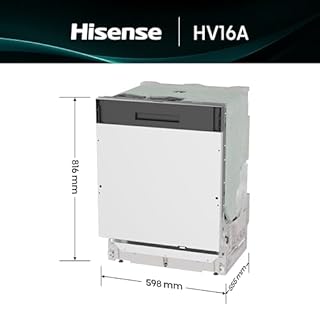 Hisense HV16A - Lavastoviglie, 16 coperti, 3 cesto, 8 programmi, motore inverter, partenza ritardata, total dry, Intensive Clean Zone, touch, incasso