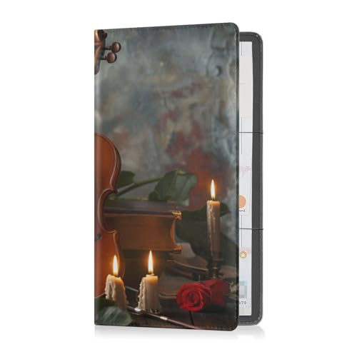 Porta carte di registrazione e assicurazione da da auto pelle PU uomo donna portaoggetti organizer per qualsiasi da da auto camion moto rimorchio o barca stile vintage violino rose candele