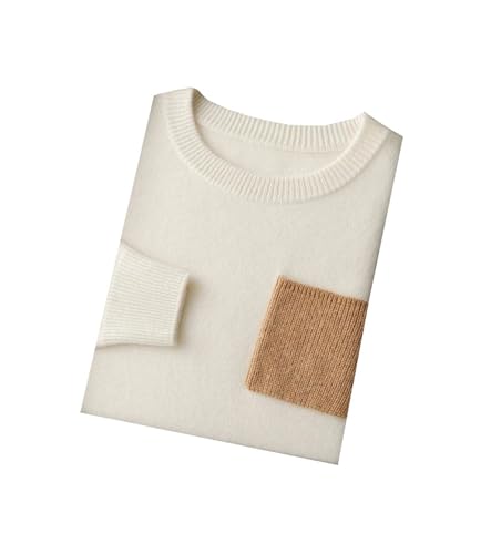 Men 100 Percent Cashmere Sweater with Pocket Crew Neck Thick Knitted Pullover Fall Long Sleeved Sweater