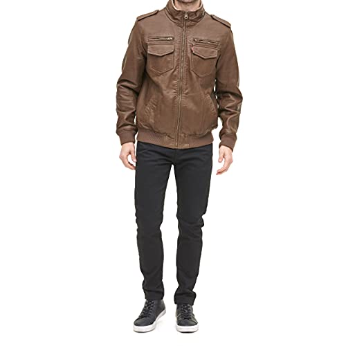 Levi's Mens Vintage Deer Sherpa Lined Aviator Bomber Faux Leather Jacket, Earth, Medium Us #TOP1