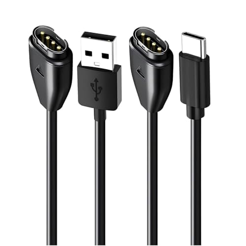 2PCS Câble Chargeur USB 1m, Câble de Recharge Rapide Compatible avec Garmin Vivoactive 5 4 3 3S 4S Forerunner Câble de Rechange USB-C pour Montre Connectée