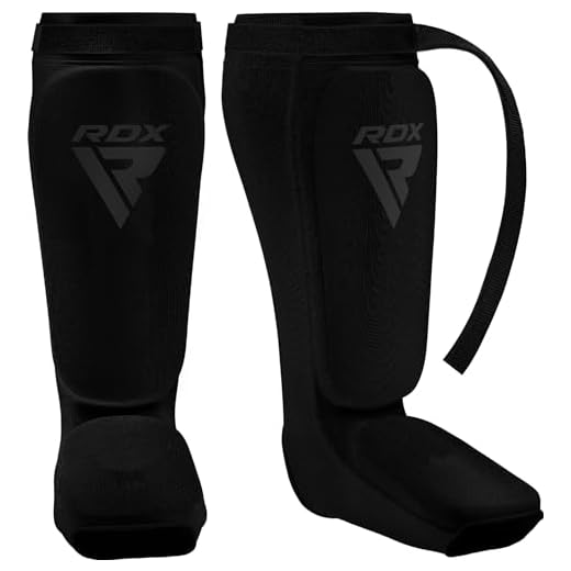 RDX Shin Guards Kickboxing Muay Thai, SATRA Approved, MMA Leg Instep Protection Pads, Sparring Training Martial Arts Boxing, Elasticated Padded Protector, Karate BJJ Taekwondo Gear, Men Women