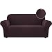 Turquoize High Stretch Sofa Cover/Couch Covers/Lounge Cover, 1-Piece Sofa Slipcover for Living Room with Spandex Jacquard Checked Pattern Fabric Furniture Cover/Protector (Sofa, Brown)