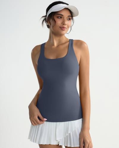 Image of RUNNING GIRL Workout Tops for Women,Racerback Tank Tops with Built in Bras,Padded Sports Bra Yoga Tank Athletic Tops