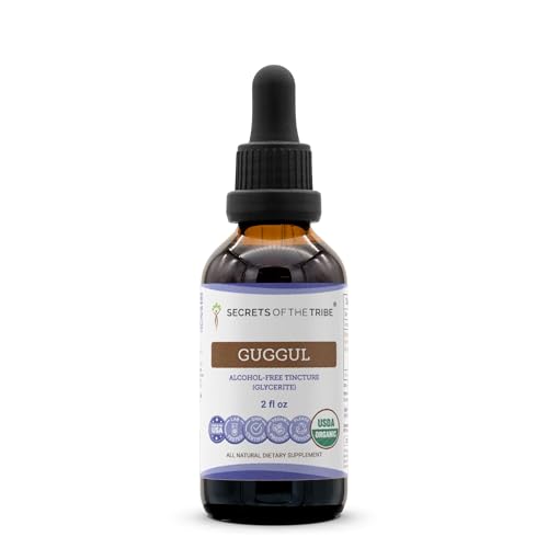 Secrets of the Tribe Guggul USDA Organic | Alcohol-Free Extract, High-Potency Herbal Drops | Made from 100% Certified Organic Guggul (Commiphora Mukul) Dried Gum (2 oz)