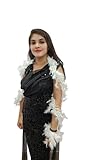 BookMyCostume White Fluffy Feather Boa Stole | Soft Feathers Scarf Evening Dress Accessory for Girls | Perfect for Dance Accessory, Costume Parties & Stylish Feather Dress Look