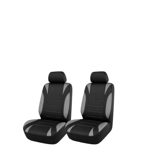 TTLCFP 4 PCS Waterproof Car Seat Covers, Quick Setup Auto Front Seats Protector with Separate Headrest Cover, Comfortable Sporty Seats Cover with EVA Foam for Car SUV Truck (Black & Gray)