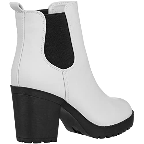 ILLUDE Women’s Ankle Boots Chelsea Bootie Chunky Block Heel Round Toe Boot3