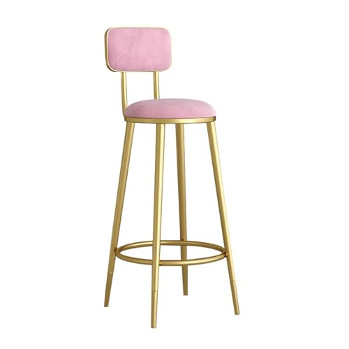 Taburetes de bar modernos con marco de metal rosa con cómodo respaldo bajo, sillas de escritorio sin brazos para vestíbulo, sala de entrenamiento y sala de reuniones, 75 cm