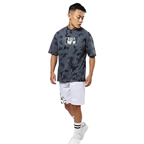 Image of Bewakoof Men's Tie & Dye 100% Cotton T-Shirt - Oversized Fit, Round Neck, Half Sleeves