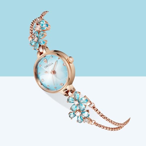 ORSGA Fleur Bracelet Watch for Women Dial Flower Chain Watches Analog Ladies Latest Stylish Diamond Wrist Gift Anniversary Birthday