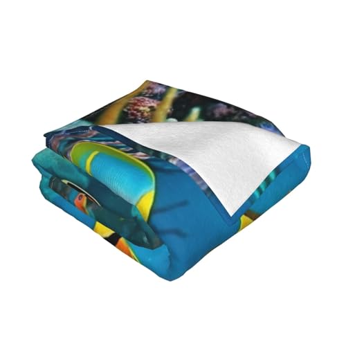 Couverture polaire de qualité supérieure OUSIKA en microfibre durable motif océan 152x127cm