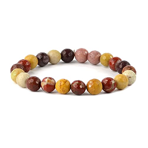 Image of Reiki Crystal Products Natural Crystal Stone 8 mm Faceted Diamond Cut Beads Bracelet for Men & Women | Reiki Charged Gemstone Bracelet | Multiple Stone Variants Available