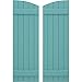 Ekena Millwork ARW101BE518X54PTH Americraft Five 2 Exterior Real Wood Joined Board-n-Batten Shutters w/Elliptical Top (Per Pair), 17 1/2"W x 54"H, Pure Turquoise