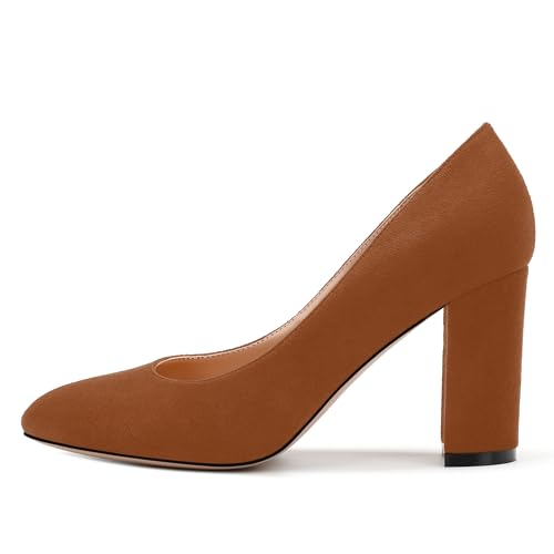 Women's Pumps, Closed Round Toe Block High Heel Pumps, Comfortable High Chunky Heels Pumps Shoes for Women2