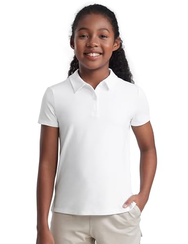 CRZ YOGA Girls Cloud Jersey Short Sleeve Polo Shirts School Uniform Golf Tennis Casual Lounge Athletic Collar Soft