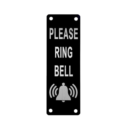Please Ring The Bell Sign, 5×15cm Metal Aluminum Doorbell Sticker With Adhesive and Pre-Drilled Holes for Front Door or Wall Mounting (Black)