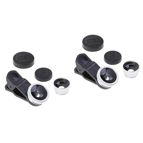 HEMOTON 2pcs Cell Phone Camera Lens Smartphone Lens 3 in 1 Phone Camera Lens Mobile Lens Kit Magnifier for Phone Camera Fish Eye Lens for Camera Tech Gadgets Accessories Wide Angle