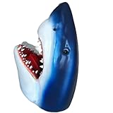 Wedhapy Realistic Blue Resin Shark Head Statue, Great White Shark Garden Art, Wall Mount, Waterproof, Pool, Pond, Porch, Wall Decor