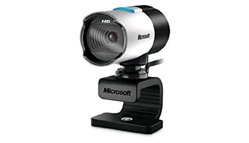 Microsoft LifeCam Studio webcam in silver and black, with a flexible stand