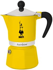 Bialetti Rainbow Caffettiera Colorata, Alluminio, Giallo, 3 Tazze