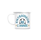 Fabriqué en France Mug en Métal Emaillé Entraineur de l\'année Sport Foot Football