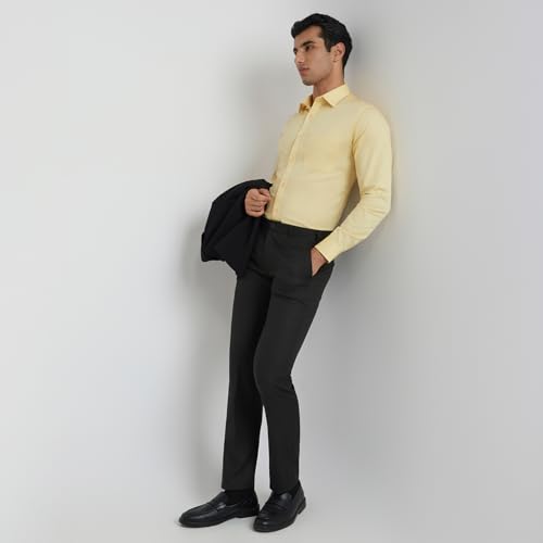 Image of Raymond Men's Slim Fit Solid Pattern Pure Cotton Semi Cut Away Collar Full Sleeve Formal Shirt