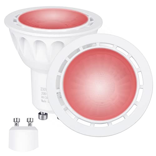 YAYZA! Bombilla LED GU10 MR16, 6W Rojo Foco de Atención Equivalente a 50W Incandescente, 500LM, 60 °Ángulo de Haz, Adecuado para Habitación, Sala de Estar, Almacén (Paquete de 4) Cover