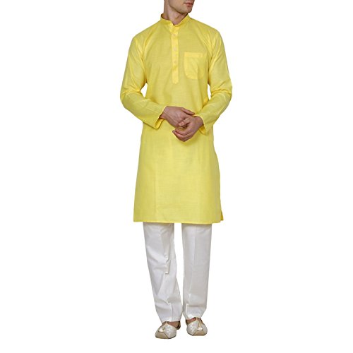 Kurta jaune en coton vêtement homme pour célébrer Diwali avec élégance
