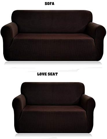 Mk Collection 2pc for Sure Will Fit Love Seat Sofa Slipcover Solid Coffee/Brown New