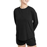 Hanes Womens Originals Tri-Blend Long-Sleeve T-Shirt, Crewneck Tee for Relaxed Fit Shirt, Black, XX-Large US